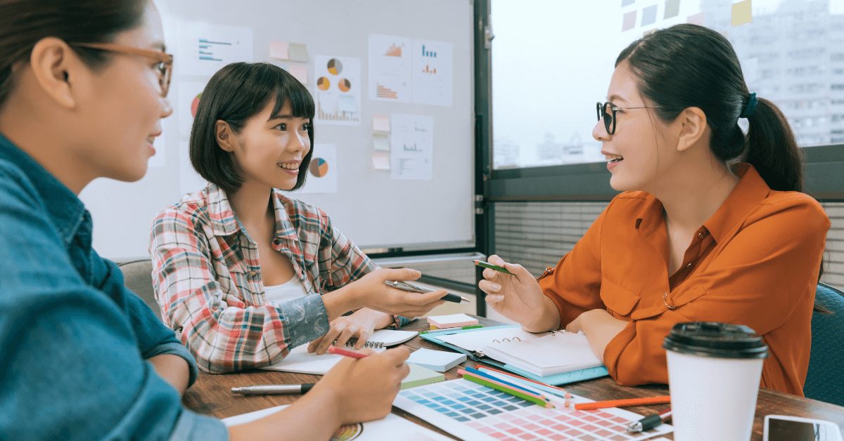A group of colleagues having a meeting