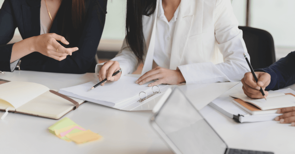 a group of colleagues working together