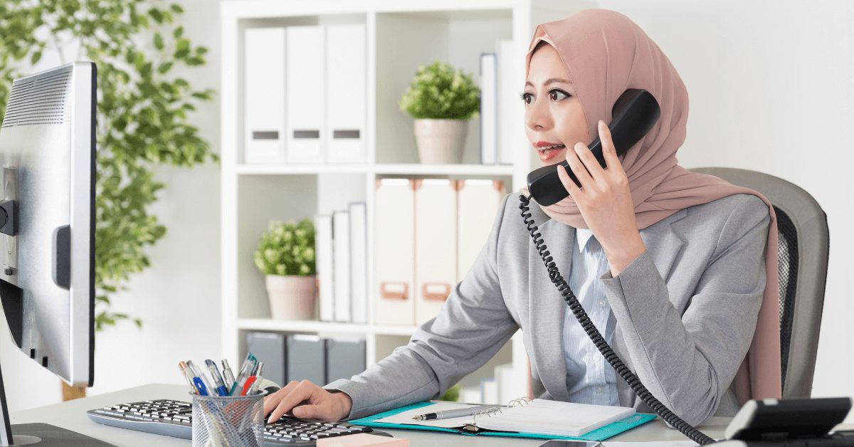 a manager taking a phone call
