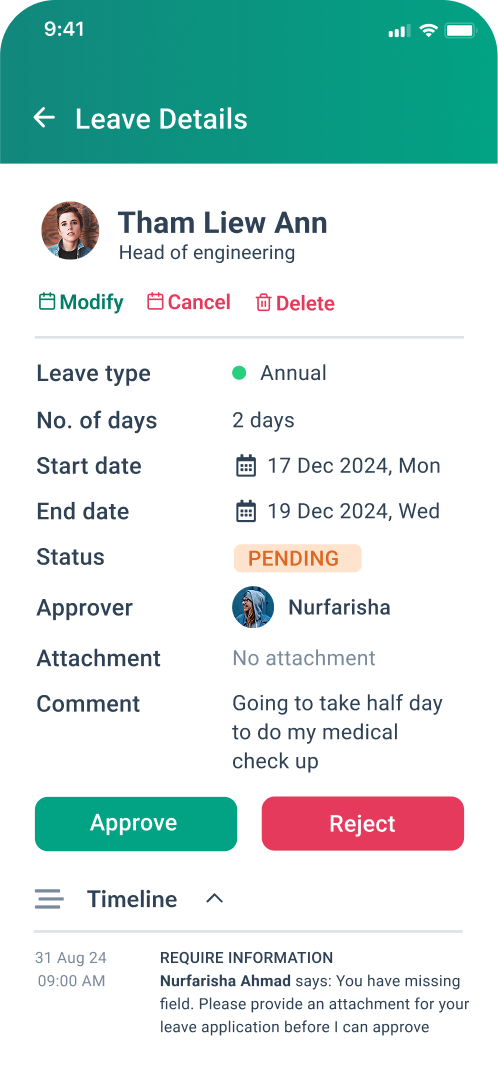 Leave mobile