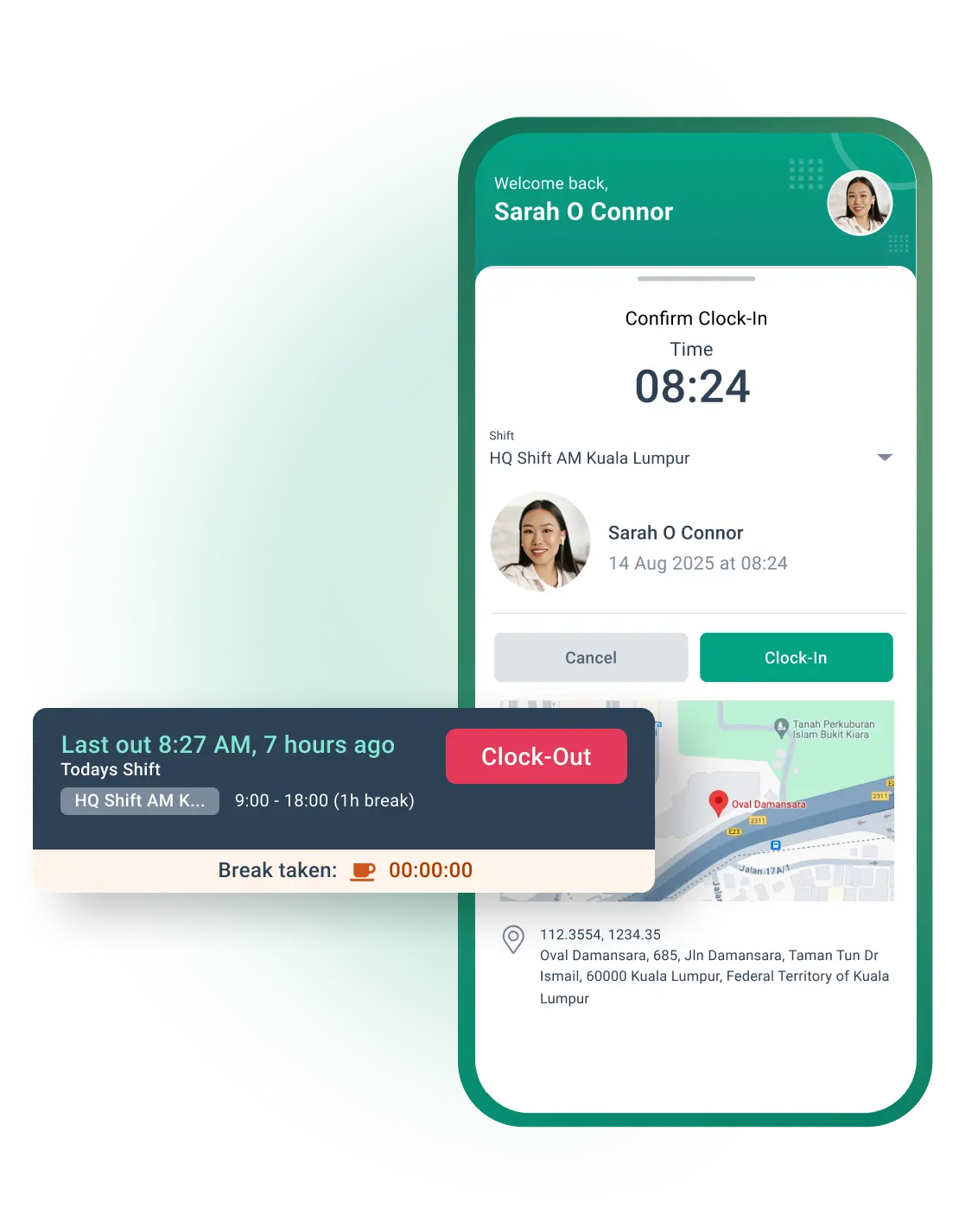 brioHR time and attendance with GPS clock-in and geofencing
